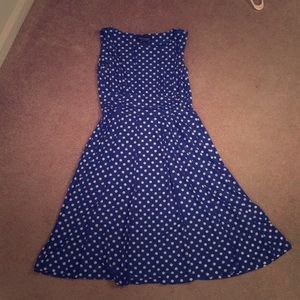 Retro blue polka dot spring dress